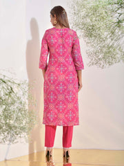 Pink Vasansi Silk Printed Kurti