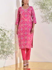 Pink Vasansi Silk Printed Kurti