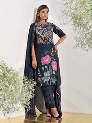 Oxford Blue Vasansi Silk Embroidered Co-ord Set