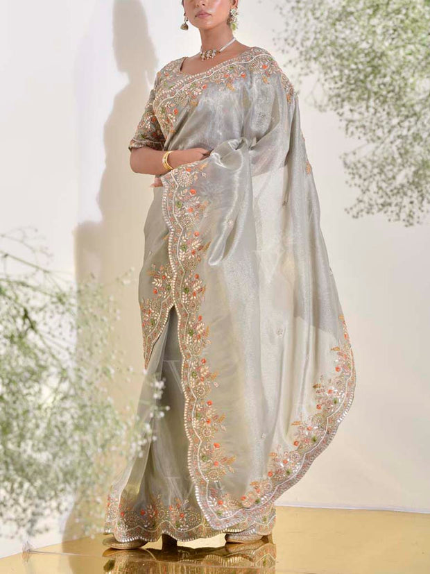 Grey Tissue Saree