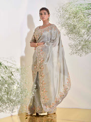 Grey Tissue Saree