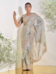 Grey Tissue Saree