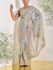 Grey Tissue Saree