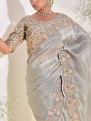 Grey Tissue Saree