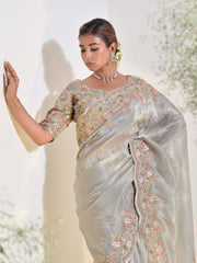 Grey Tissue Saree