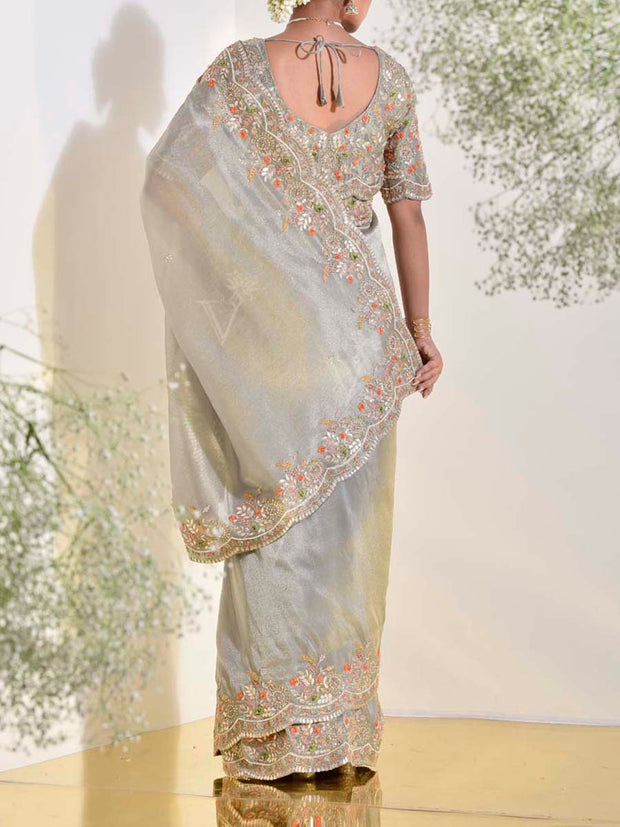 Grey Tissue Saree