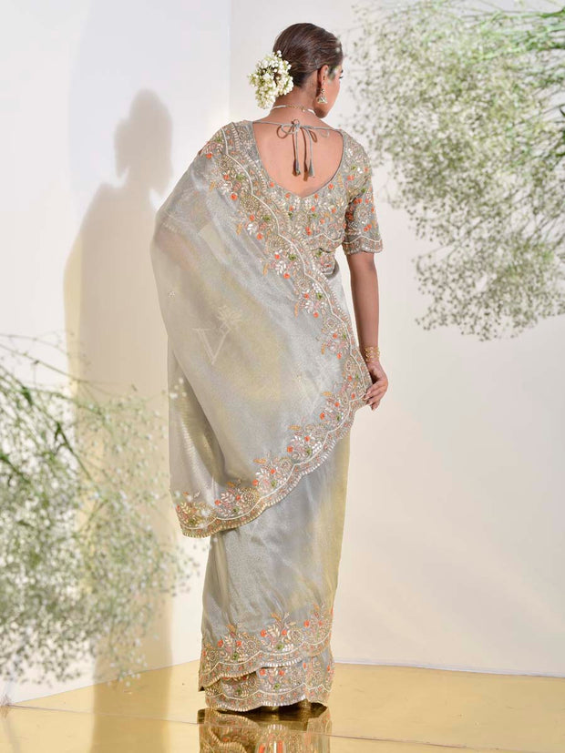 Grey Tissue Saree