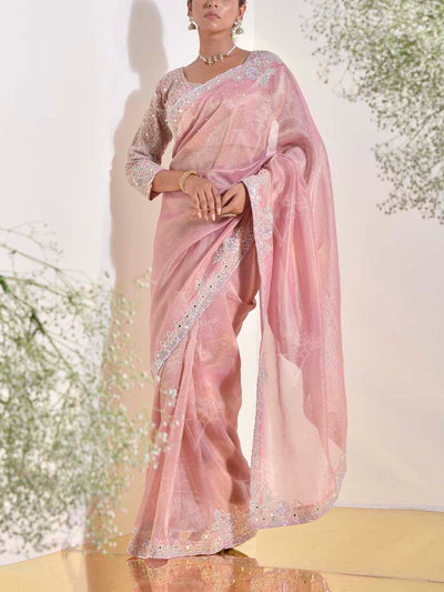 Pink Tissue Saree