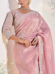 Pink Tissue Saree