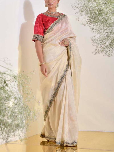 Cream Tissue Saree