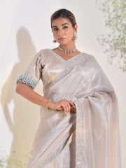 Beige Tissue Saree