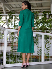 Green Embroidered Cotton Dress