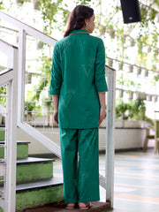 Green Embroidered Cotton Co-Ord Set