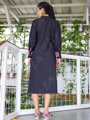 Black Embroidered Cotton Dress
