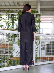 Black Embroidered Cotton Co-Ord Set