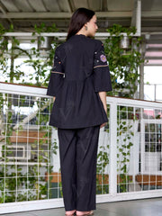 Black Embroidered Cotton Co-Ord Set