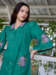 Green Embroidered Cotton Dress