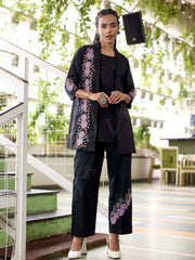 Black Embroidered Cotton Kurta Set