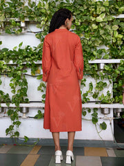 Orange Embroidered Cotton Dress