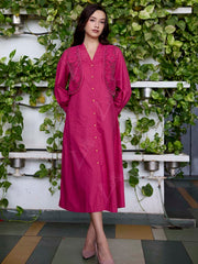 Pink Embroidered Cotton Dress