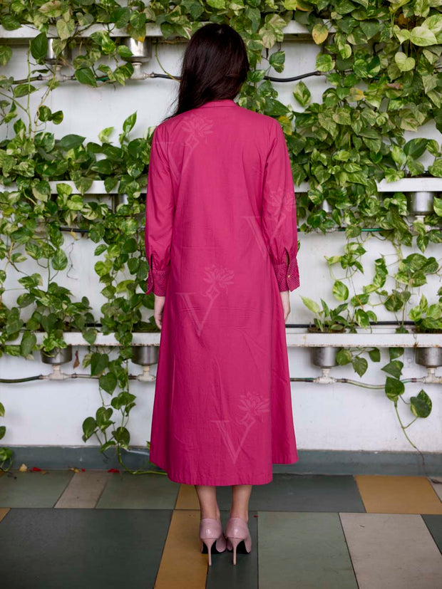 Pink Embroidered Cotton Dress