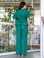 Green Embroidered Cotton Co-Ord Set