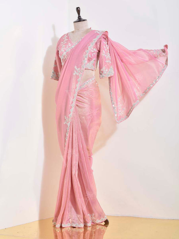 Pink Tissue Saree