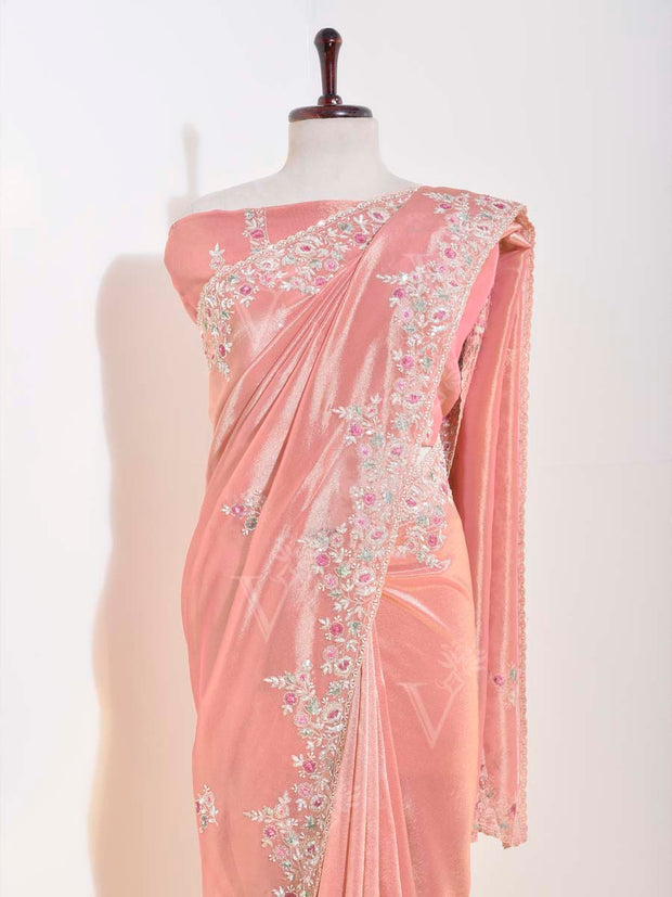 Peach Tissue Saree