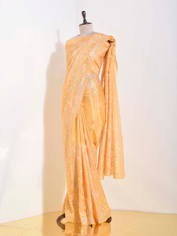 Yellow Tussar Silk Saree