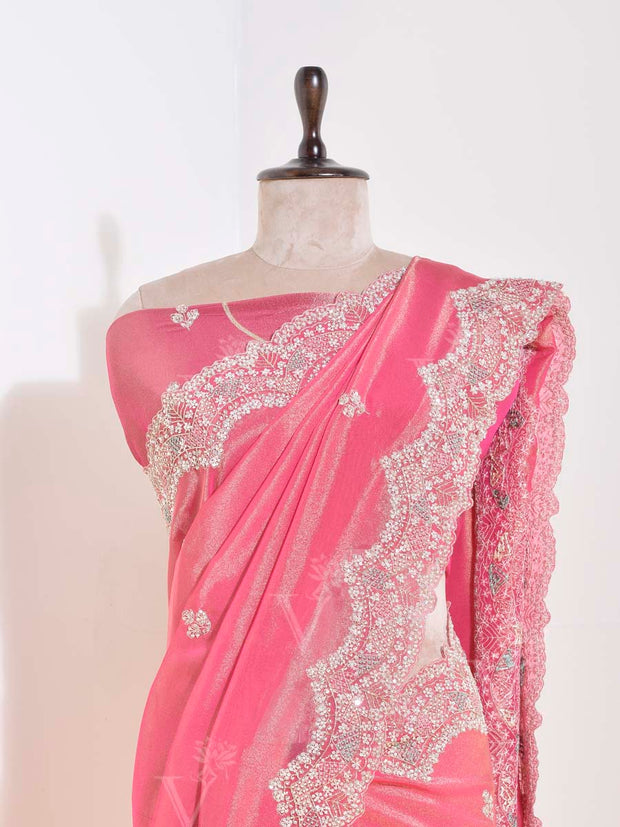 Rani Pink Tissue Saree