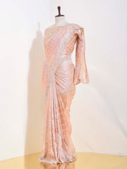 Peach Tussar Silk Saree