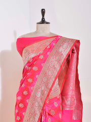 Rani Pink Banarasi Silk Saree