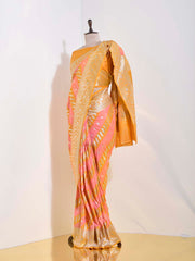 Yellow And Peach Banarasi Silk Saree