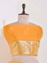 Yellow And Peach Banarasi Silk Saree