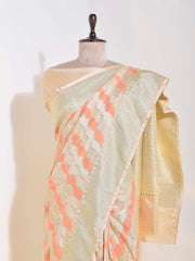 Golden And Peach Silk Saree