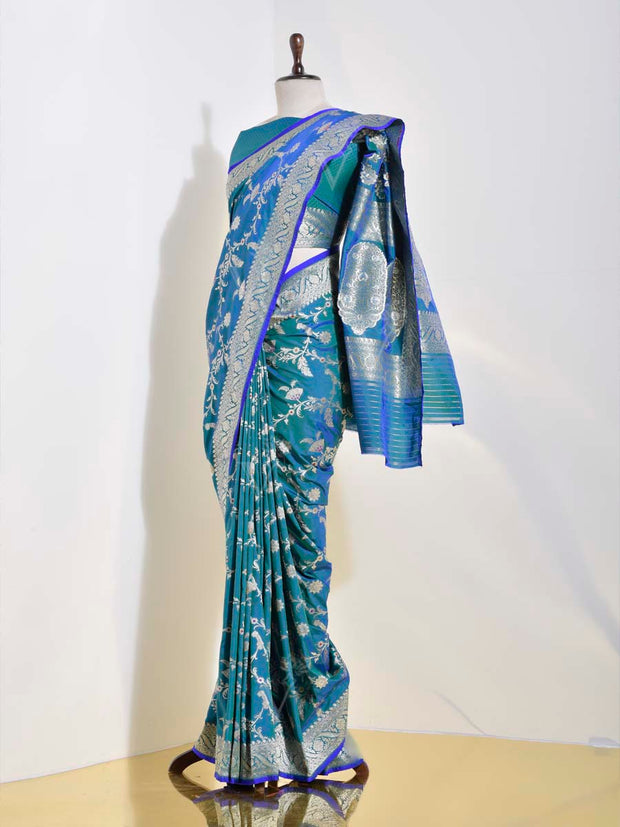 Blue And Green Silk Saree