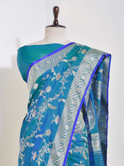 Blue And Green Silk Saree