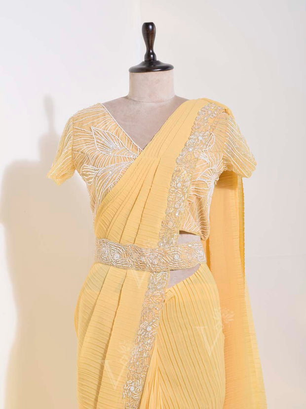 Yellow Chifffon Saree