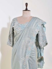 Sea Green Tissue Saree