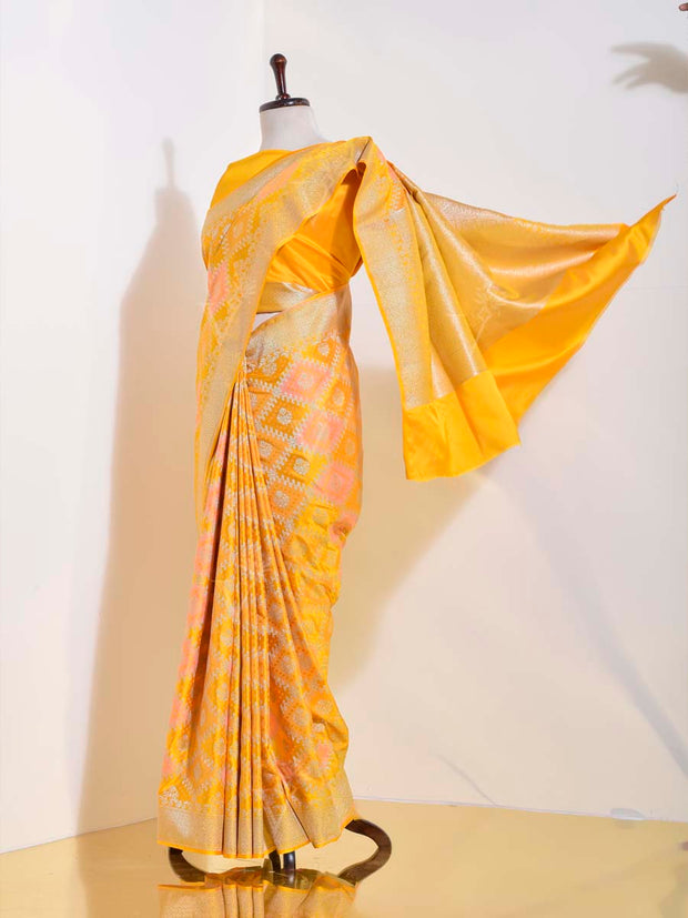 Yellow Banarasi Silk Saree