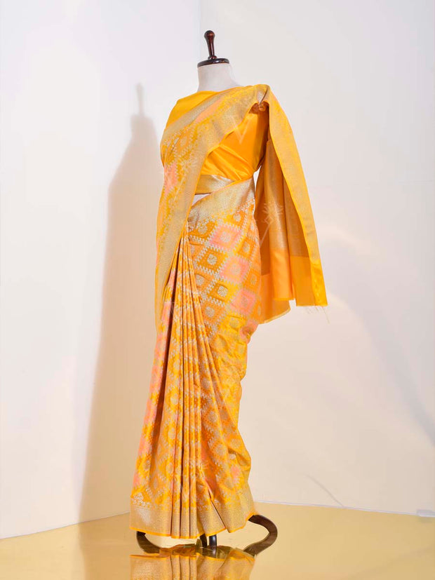 Yellow Banarasi Silk Saree