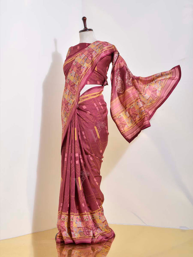 Wine Vasansi Silk Saree