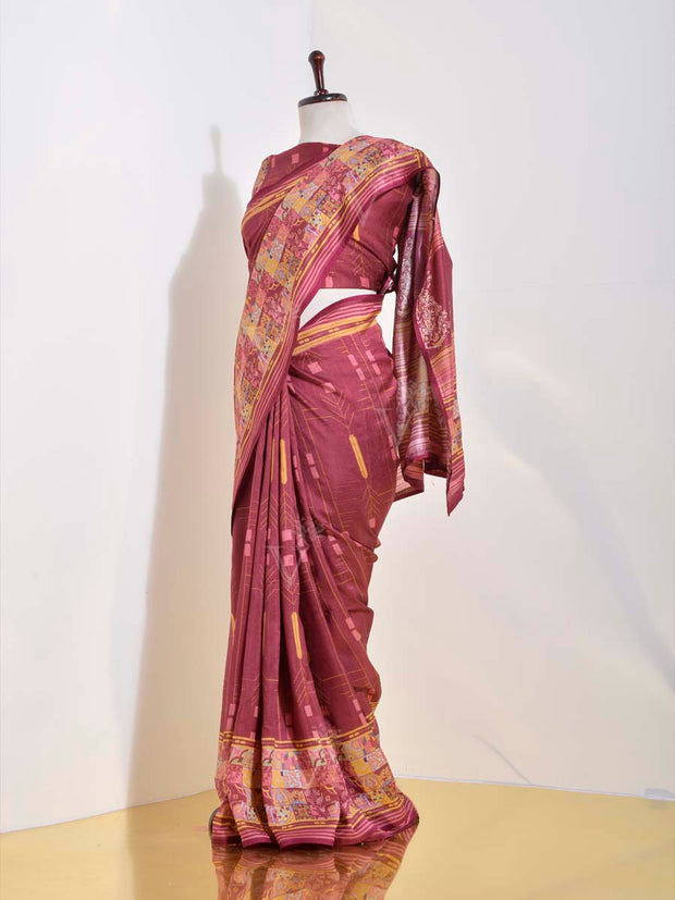 Wine Vasansi Silk Saree