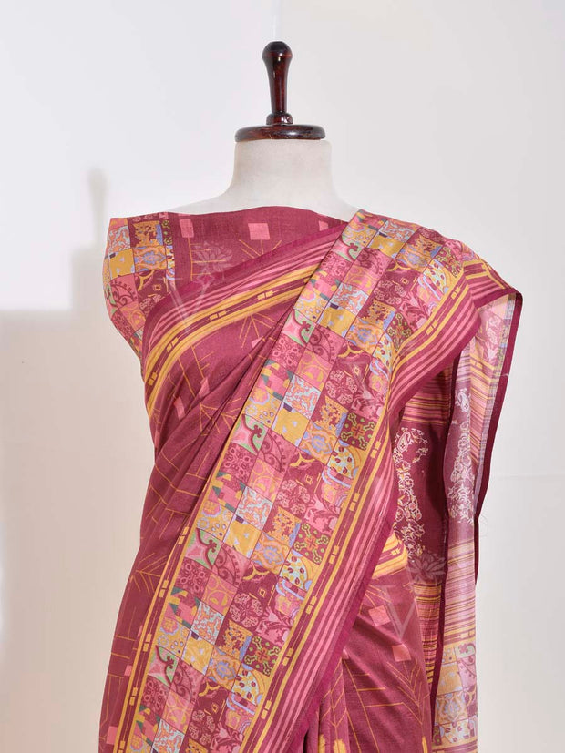 Wine Vasansi Silk Saree