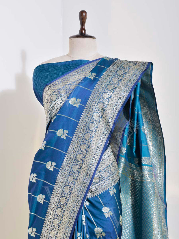 Blue Banarasi Silk Saree