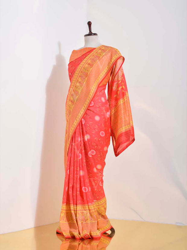 Orange Banarasi Silk Saree