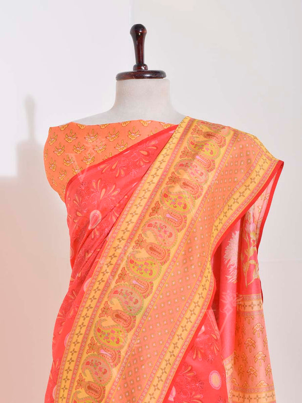 Orange Banarasi Silk Saree