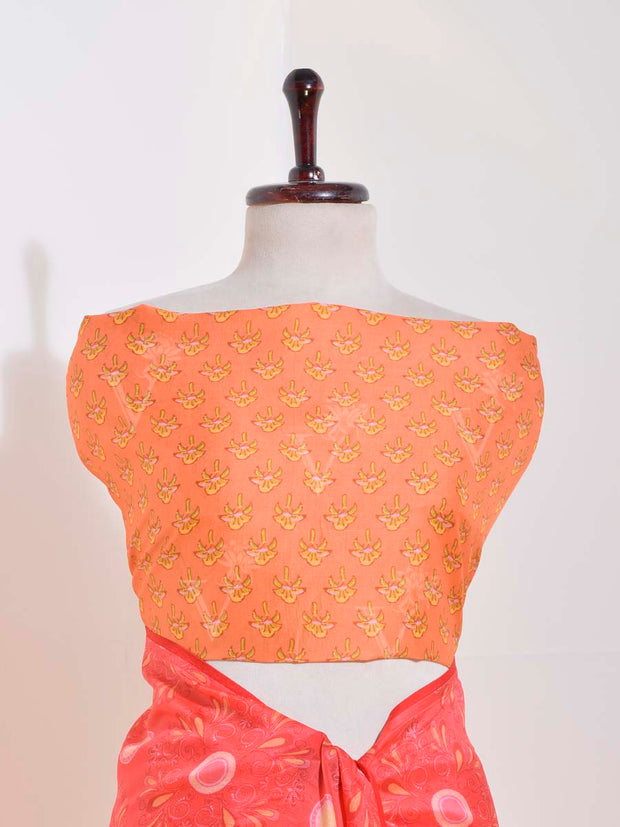 Orange Banarasi Silk Saree