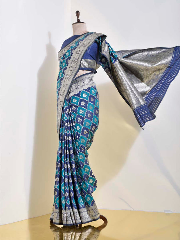 Navy Blue Banarasi Silk Saree