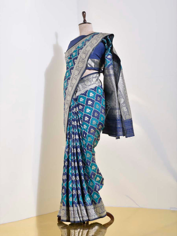 Navy Blue Banarasi Silk Saree